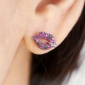 wholesale S925 Sterling Silver Fashion European and American Style Colored Zirconia Full-Diamond Lip-Shaped Personality Ear Stud Women High-End Sense-0-0