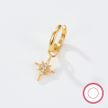 wholesale S925 Sterling Silver Ear Clip, French Minimalist Versatile Ear Cuff for Women, Star Open Hoop with Zirconia Inlay, Popular in Europe and America-0-0