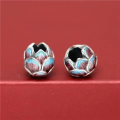 wholesale S925 Sterling Silver Thai Silver Enamel Fired Blue Lotus Bead Cloisonné Enamel Spacer Beads DIY Cinnabar Bracelet Accessories-0-8