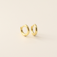 wholesale S925 Sterling Silver Minimalist Korean Plain Circle Round Ear Studs Light Surface Multiple Sizes Stackable Ear Hoops-5mm yellow gold 925 silver