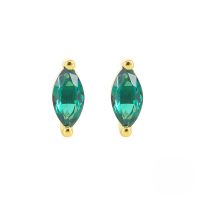 wholesale S925 Sterling Silver Colorful Marquise Single Zircon Stud Earrings,ins-Gold-Green Diamond