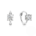wholesale 925 Sterling Silver New Super Sparkling Single Zircon Versatile Fashion Ear Hoop Ear Clasp Earrings-0-4