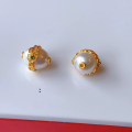 wholesale S925 gold-plated silver with natural pearl, lotus, butterfly, bow, and lily of the valley through-hole charm bracelet accessory DIY semi-finished product-0-8