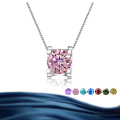 wholesale S925 Sterling Silver Four-Prong Round Moissanite Necklace for Women Pendant Light Luxury Choker Chain Jewelry-0-6