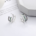 wholesale S925 Sterling Silver Double Layer Epoxy Avocado Color Rainbow Zircon Ear Studs Fashionable Light Luxury Style Trendy Earrings-0-1