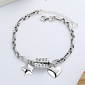 wholesale Metal Material: S925 Sterling Silver KoreanDesign Ins Five-Pointed Star + Heart Bracelet for Women, Simple and Fashionable Personality Thai Silver Jewelry-0-0