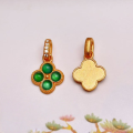 wholesale S925 silver gold-plated natural yang green jade six-link DIY bracelet semi-finished round pendant drop-0-13