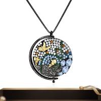 wholesale 925 Silver Italian Craftsmanship Natural Style Pattern Vintage Jewelry Designer Necklace with Inlaid Colored Gemstone Pendant-Garnet pendant (with silver chain)  925 silver