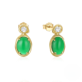 wholesale 925 Sterling Silver New Classic Luxury Zircon-encrusted Emerald Stud Earrings,。-0-8