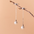 wholesale S925 silver mother-of-pearl synthetic pearl earrings for women, single diamond, two-way wear long drop earrings ear accessories G6581-0-3