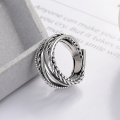 wholesale S925 Sterling Silver Multi-Layer Wrapped Ring Heavy Exaggerated High-End European and American Adjustable Index Finger Ring-0-2