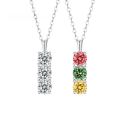 wholesale S925 Sterling Silver Colored 50-Point Moissanite Necklace, Light Luxury Niche Design Traffic Light Collarbone Chain Personality Pendant-0-0
