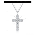 wholesale S925 Sterling Silver Plated with 18K, Cross Pendant Moissanite Full Diamond Necklace, Simple and Versatile Choker-0-5