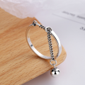 wholesale S925 Sterling Silver Fashion Creative and Unique Chain-Connected Small Sphere Pendant with Adjustable Tassel Ring-0-0