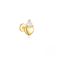 wholesale 925 Sterling Silver Ins Hot-selling Delicate Zirconium Studded Heart Flat Head Spiral Ear Bone Stud-Single gold #8
