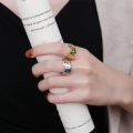 wholesale S925 Sterling Silver Korean-style Wide Band Trendy Geometric Irregular Tin Foil Texture Open Adjustable Index Finger Ring-0-3