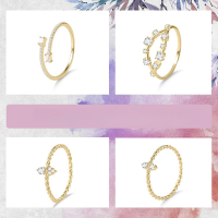 wholesale S925 Silver Golden Dawn Series Moissanite Ring Collection, Fresh and Layered Stacking Rings for Men and Women-Small Moissanite Ring 3 US Size 8