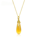 wholesale S925 silver cross-border new fashion popular synthetic citrine teardrop pendant necklace wholesale-0-0