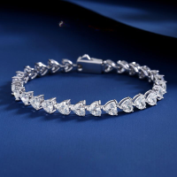 wholesale S925 Sterling Silver Love Tennis Bracelet for Women with Moissanite Cross-Border Hip-Hop Light Luxury Single Row Four-Paw Zircon Jewelry-FDSL-017-15CM S925 Silver/Zircon