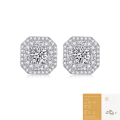 wholesale 925 Sterling Silver Fashionable Square Full Moissanite Stud Earrings, Cross-Border Light Luxury, Best-Selling in Europe and America, High-End Women's Earrings-0-6