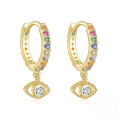 wholesale S925 Sterling Silver Classic Evil Eye Dangle Earrings With Crystal Accents-0-7