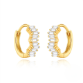 wholesale S925 Sterling Silver Geometric Square Diamond Ear Hoops with Classic Teardrop Zirconia Inlay, Elegant and Exquisite-0-7