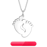 wholesale Sterling Silver Custom European Style Fashion Minimalist Playful Footprint Pendant Name Necklace-Yellow Copper