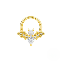 wholesale S925 Sterling Silver Fun Animal Bat With Zircon Piercing Ear Cuff, Cross-border Exclusive Hot Sale Ins Piercing Jewelry-Single gold