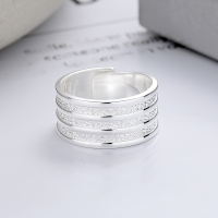 wholesale S925 Sterling Silver Wide-Banded Matte Striped Ring, Fashionable Light Luxury European and American Cross-Border Design Unisex Ring-1118FJ/approx. 7.3g Adjustable opening