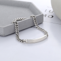 wholesale S925 Sterling Silver Korean Style Minimalist Smooth Square Tube Clasp Splice Side Chain Personality Bracelet-0-1