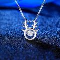 wholesale S925 Sterling Silver Forest-inspired Deer with You Exquisite Inlaid Necklace for Women, Elegant Antler Collarbone Chain Christmas Gift-0-5