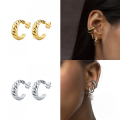 wholesale S925 Sterling Silver Fashion Croissant C-shaped Hoop Earrings, Cross-border Bestseller, Trendy Ins Style-0-3