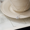 wholesale 925 Sterling Silver Double-Layer Butterfly Necklace for Women, Minimalist and Trendy Ins Style High-End Delicate Collarbone Chain-0-0