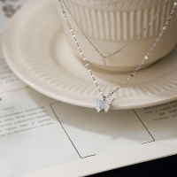 wholesale 925 Sterling Silver Double-Layer Butterfly Necklace for Women, Minimalist and Trendy Ins Style High-End Delicate Collarbone Chain-Double Butterfly Necklace (Labor Price, Silver Not Included)  925 Silver