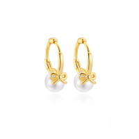 wholesale S925 Sterling Silver Butterfly Tassel Four-pointed Star Rhinestone Pearl Versatile Hoop Earrings-Gold#4 925 silver