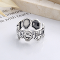wholesale S925 Sterling Silver Korean-style Creative Gingerbread House Cute Trendy Adjustable Open Ring-0-1