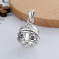 wholesale S925 sterling silver vintage Persian cat with purple eyes necklace pendant fashion DIY accessory charm-0-1