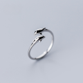 wholesale S925 silver ring for women, Korean-style minimalist dolphin open ring, cute marine life knuckle ring J5389-0-1