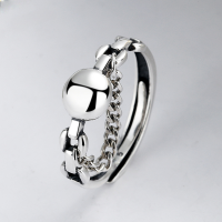 wholesale S925 Sterling Silver Chain-Link Polished Ring, Light Luxury Minimalist Korean Style Ins Versatile Women's Band-YJ261/approx. 2g Adjustable opening