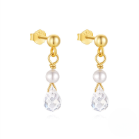 wholesale S925 Sterling Silver Ultra-sparkly Zircon-accented Moonstone Luxury Earrings, Popular 8-pointed Star Teardrop Classic Studs-Gold#4 925 silver