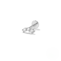 wholesale S925 Sterling Silver Ins Style Three Prong Cubic Zirconia Flat Thread Earrings-Single platinum