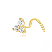 wholesale 925 Sterling Silver New Stylish Zircon Inlaid Seamless Ring Nose Hoop Nose Stud Body Piercing Jewelry-Single gold #2