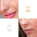 wholesale S925 Sterling Silver Double Ring Nose Ring Micro-set Elegant Ear Clip Earring-0-4