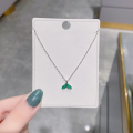 wholesale S925 Sterling Silver Blue Enamel Handmade Drip Glaze Mermaid Tail Creative and Cute Fish Tail Necklace Personalized Design-0-5