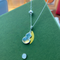 wholesale [999 Silver] Chakra Crystal Gourd Blessing Necklace, Fashionable Niche Minimalist Advanced New Chinese Style "Fu Lu" Collarbone Chain Accessory-Pure Silver Fortune Gourd Necklace Pure Silver