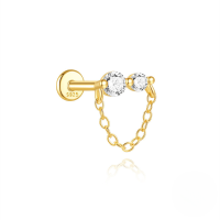 wholesale S925 Sterling Silver Zircon-studded Fringe Flat Helix Cartilage Earrings, Popular In Europe And America, High-end Opal Jewelry-Single gold #15