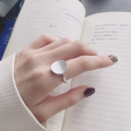 wholesale S925 sterling silver circular matte curved surface ring, minimalist sweet-cool style index finger ring-0-3