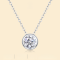 wholesale S925 Sterling Silver Collarbone Chain with Pure Pendant Including Chain, Moissanite Necklace, Hot-Selling in European and American Live Broadcasts, Luxurious and High-End Feel-0-0