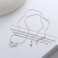 wholesale S925 Sterling Silver Korean-style Irregular Heart Trendy Creative Fresh and Versatile Hollowed-out Collarbone Necklace-0-1