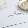 wholesale S925 Sterling Silver Korean Style Retro Pig Nose Pearl Accent Tassel English Pendant Choker Necklace-0-0